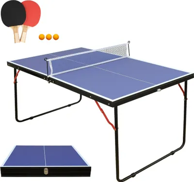 Obrázek produktu pro okwish Skládací stolní tenisová stůl sítě a pálky, Stolní tenis s 2 pálkami a míčky, Herní stůl, Modrá