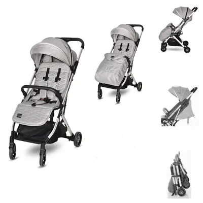 Produktbild von Lorelli Kinderwagen Myla Aluminiumrahmen Korb Fußsack klappbar mit Zusatzgriff silber