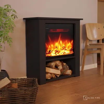 Produktbild von Glow Fire Elektrokamin 'Thebe' | LED Standkamin in schwarz mit Heizung (1500 W) | HxBxT: 85x86x30 cm