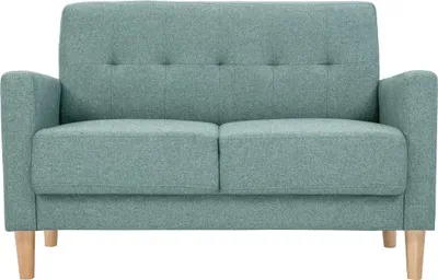 Produktbild von Miliboo - Skandinavisches Sofa 2-Sitzer aus graugrünem Stoff und hellem Holz MOON