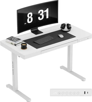 Produktbild von MARK ADLER Leader 8.2 | Höhenverstellbarer Schreibtisch Stehpult mit Schublade | 120x60cm | 3 Memory-Steuerung | USB- und C-Buchse | Weiß