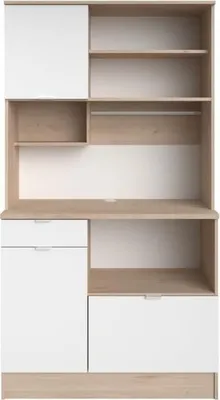 Image de Buffet de cuisine BECOOL, 100,2 x 185,7 x 45,3 cm, Chêne et Blanc, 3 Portes, 1 Tiroir, Panneaux de particules