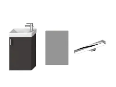 Image de Jika Petit - Ensemble de meubles avec lavabo, miroir et éclairage, gris H45J5141753011