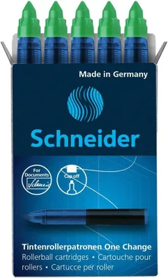 Produktbild von Schneider Rollercartridge One Change für Kugelschreiber – Set mit 5 Stück – Permanent – Blau