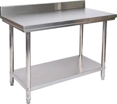 Produktbild von Wiltec pracovní stůl z nerezové oceli Nerezový stůl s podstavcem 120x60x85cm pro gastronomii kuchyň dílna zahradní sklep s výškově nastavitelnými nohami
