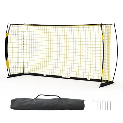 Produktbild von 12 x 6 ft tragbares Fußballtor schnell aufbaubares zusammenklappbares Fußballtor mit Metallrahmen, strapazierfähiges, reißfestes Netz für den Garten