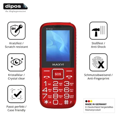Produktbild von 2x Schutzfolie für Maxvi B21ds up - Anti-Shock 9H Folie dipos Glass Kunststoffglas
