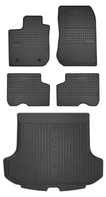 Productafbeelding van Rubberen automatten + kofferbakmat voor Dacia Logan II 2013-2020 (stationwagen) – 5-delig, zwart, op maat – Wielganizator SolidPRO
