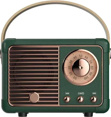Image de Haut-parleur Bluetooth portable - Décor vintage - Haut-parleur Bluetooth sans fil portable - Vert