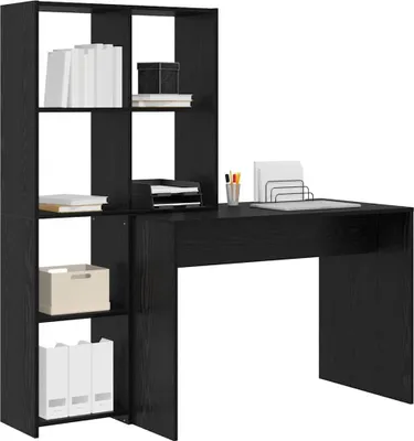 Obrázek produktu pro vidaXL Psací stůl s policí, černý, vzhled dubu, 138,5 x 55 x 143 cm