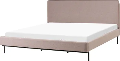 Zdjęcie produktu dla BELIANI Łóżko beżowoszare tapicerowane 180 x 200 cm dwuosobowe ze stelażem wezgłowiem nowoczesne