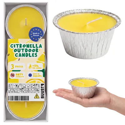 Citronella-Kerzen Outdoor Set, 3 Stück, intensiv, ohne Palmöl