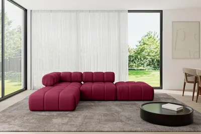 Produktbild von ALTDECOR Modulares Sofa Ecksofa in L-Form - Kerru-L1 - 285x190x70 cm Bordeauxrot universal, links/rechts Corner modular Sofa Eckcouch Couch Wohnlandschaft Cauchsofa Polstersofa