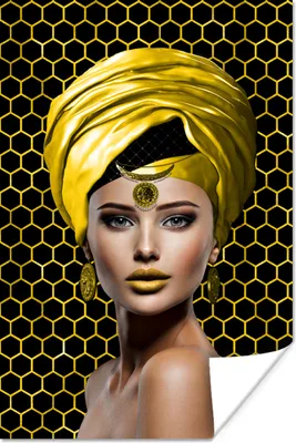 Produktbild von MuchoWow® Poster Frau - Elemente - Gelb 80x120 cm - Papierdruck