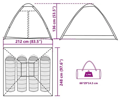 Productafbeelding van vidaXL Koepeltent voor 4 personen, bruin, waterdicht