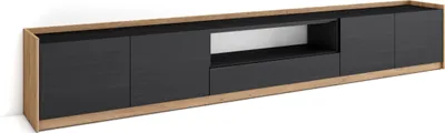 Produktbild von TV-Schrank, Lowboard, 310x37x50cm, Für TV-Geräte bis zu 80", Fernsehtisch, Schwarz Eiche