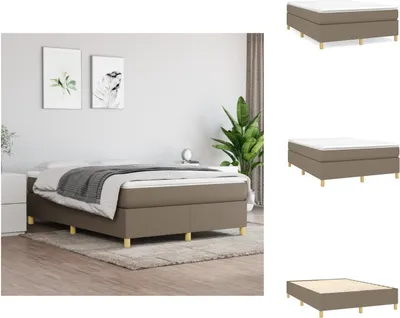 Productafbeelding van vidaXL Boxspringbed, taupe, 140x200 cm, gestoffeerd - Bedden & bedbodems