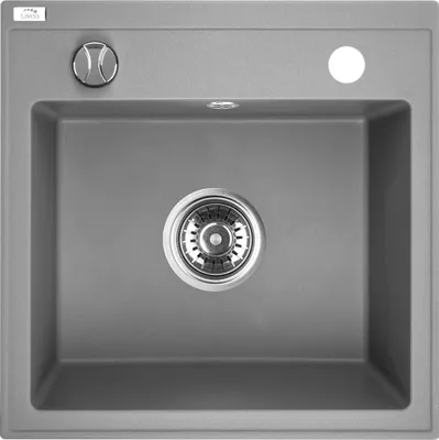 Produktbild von Einbecken aus Granit mit Siphon 44x44cm Grau quadratisch