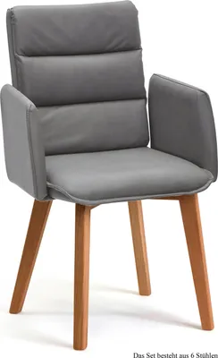 Produktbild von Armlehnstuhl (6er-Set) Daritsa 52x92x60 Eiche geölt/Grau
