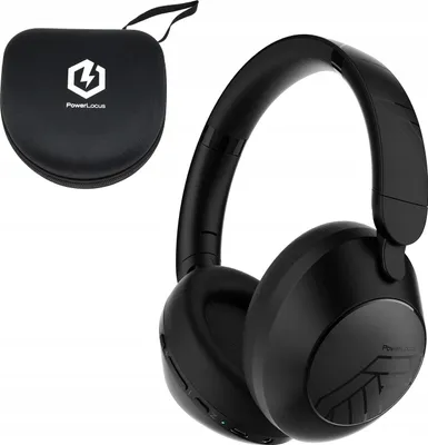 Produktbild von Kabellose Bluetooth-Kopfhörer PowerLocus Orion, Schwarz, mit Mikrofon, AUX-Anschluss und Etui, 70 Stunden Akkulaufzeit