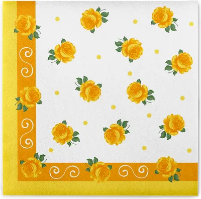Produktbild von Sovie HOME Serviette Rosita in Gelb aus Linclass® Airlaid 40 x 40 cm, 12 Stück - Floral Rosen