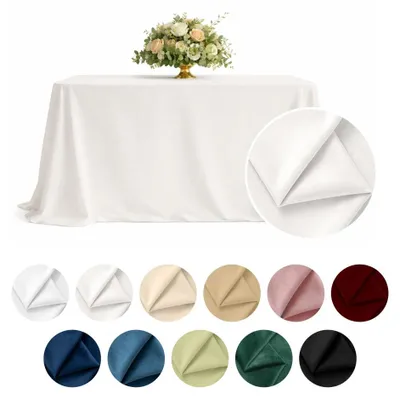 Produktbild von MEBLE ODNOWA, Tischdecke, Matter Samt-Tischdecke, Quadratisch, Milchweiß, 230×230 cm, Velours, Tischschutz, Elegant, Formstabil, Elastisch, Strapazierfähig, Maschinenwaschbar