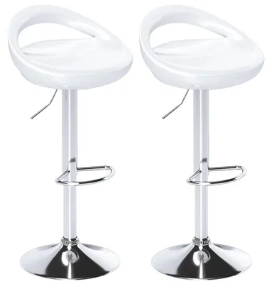 Immagine prodotto di Set 2 Sgabelli da Bar Altezza Regolabile Seduta in ABS Bianco