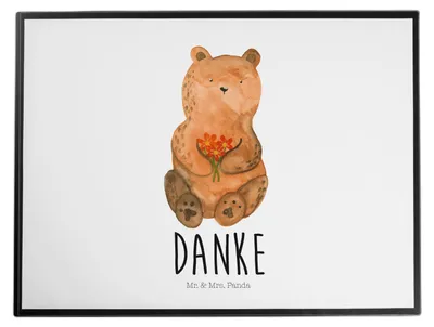Produktbild von Mr. & Mrs. Panda Schreibunterlage Bär Dankbar - Weiß - Geschenk, Unterlage Schreibtisch, schreibtischunterlagen, Schreibtischauflage, Danke, tischpad, Dankeschön, Blumen