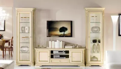 Produktbild von Italienische Wohnzimmer Wohnwand 2x Vitrine Schrank Designer Set 3tlg