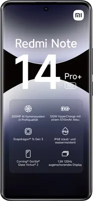 Produktbild von Xiaomi Redmi Note 14 Pro+ 5G Smartphone 8/256GB Midnight Black