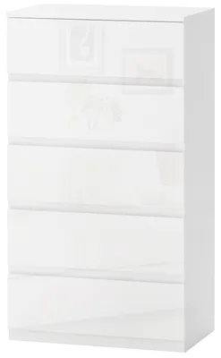 Produktbild von Moderne Holzkommode mit 5 Schubladen, kippsicher, 55 x 33 x 100 cm, Hochglanzwei?