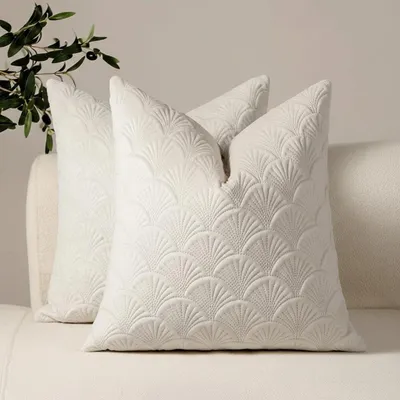 Obrázok produktu pre Obliečky na vankúše 45 x 45 cm, sada 2 ks, zamat, vzor vejár, na gauč
