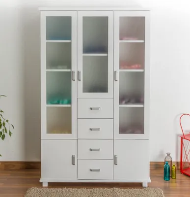 Produktbild von Echtholz Schrank, Farbe: Weiß 195x121x50 cm