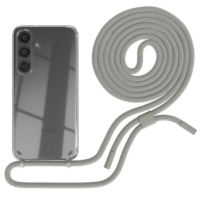 Produktbild von EAZY CASE Handykette für Samsung Galaxy S24, Clear Case aus Silikon, mit Umhängeband, abnehmbare Endstücke, Handyband in Beige