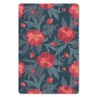 Produktbild von MuchoWow® Mauspad Mousepad Blumen - Rot - Blätter - Muster 18x27 cm - Mousepads - Maus Mat - Pad - Mausunterlage