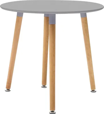 Immagine prodotto di Milani Home - tavolo da pranzo rotondo in plastica e legno, grigio, diametro 80 cm, stile scandinavo