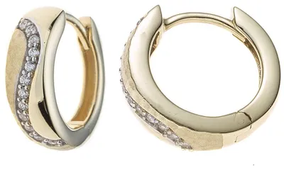 Produktbild von Creolen Klappcreolen 13,2mm 333 Gelbgold teilmatt Zirkonia weiß Damen