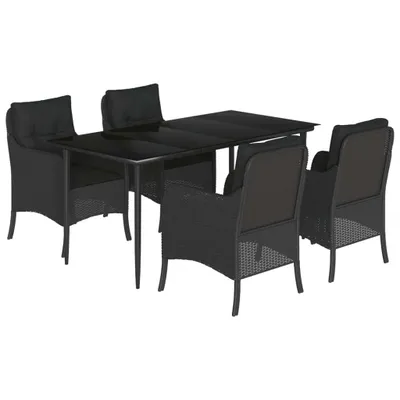 Immagine prodotto di vidaXL set da pranzo da giardino a 5 pezzi con cuscini in rattan nero