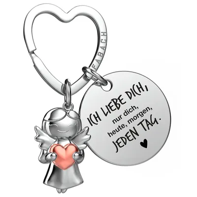 Produktbild von FABACH Schutzengel Schlüsselanhänger mit Herz und Gravur - Engel Glücksbringer mit Botschaft - Ich liebe dich Geschenk für Partner oder Freundin