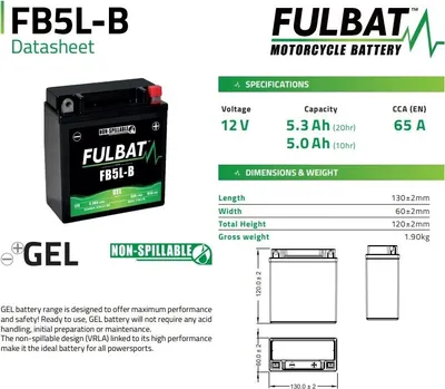 Produktbild von Fulbat Fb5L-B Wartungsfreie Gel-Batterie