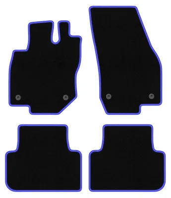 Image de Tapis de sol en moquette pour VW Tiguan III 2024- (SUV) – jeu 4 pièces, noir/bleu, sur mesure – Wielganizator CARLUX