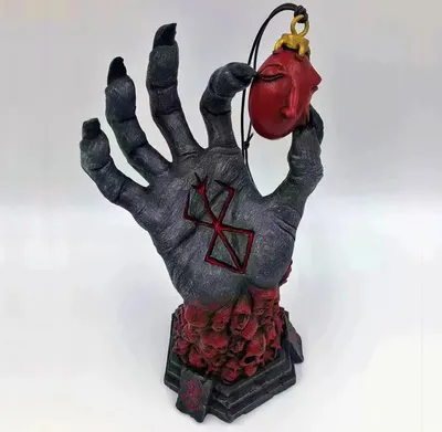 Produktbild von Berserker Hand Gottes Berserker Teufel Rechte Hand Schädel Rune Skulptur Halloween Harz Deko,