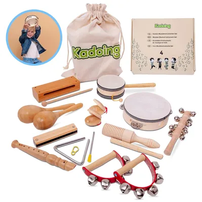 Zdjęcie produktu dla Zestaw 18 drewnianych instrumentów muzycznych dla dzieci