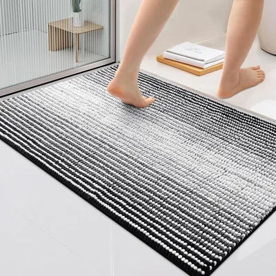 Obrázek produktu pro Koupelnová rohož z mikrovlákna, 60 x 90 cm, černá, savá, protiskluzová, omyvatelná