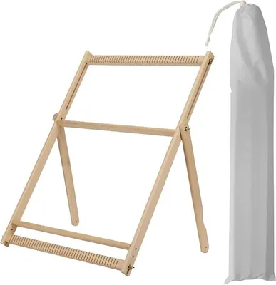 Imagen del producto de Marco de tela de madera. Telar de madera, de gran tamaño, kit de herramientas para tejer y hacer punto, ideal para tapices, manualidades para principiantes, 70 x 50 cm