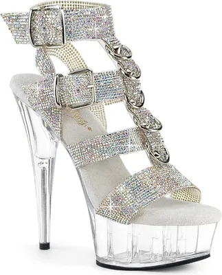 Produktbild von Pleaser DELIGHT-656RS Plateau Sandalen Silber mit Strass EU 36