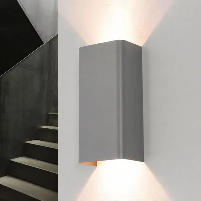 Produktbild von Moderne Wandlampe Up Down in Grau GU10 Metall Lampe Strahler Flut Hotel Schlafzimmer Wand Leuchte