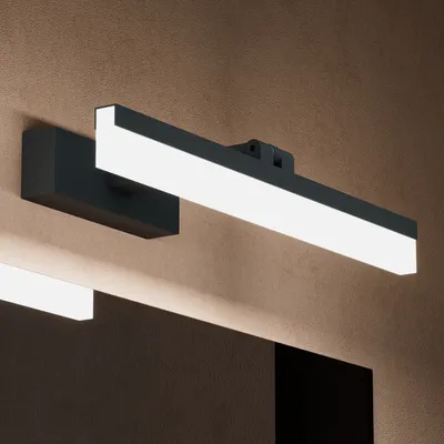 Produktbild von doporro LED Badezimmerleuchte Sandschwarz 40cm - 9W Spiegellampe 6000K (Tageslichtweiß) - Stylische Wandleuchte für Badbeleuchtung Luxaris