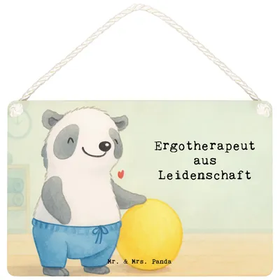 Produktbild von Mr. & Mrs. Panda Schild Ergotherapeut Leidenschaft Design DIN A4 - Weiß - Geschenk, Türschild, Ausbildung, Lustig, Wandschild, holzbild, Beruf, Spruch, Wandbild Holz