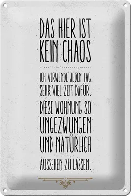Produktbild von Blechschild Spruch Wohnung hier kein Chaos 20x30cm